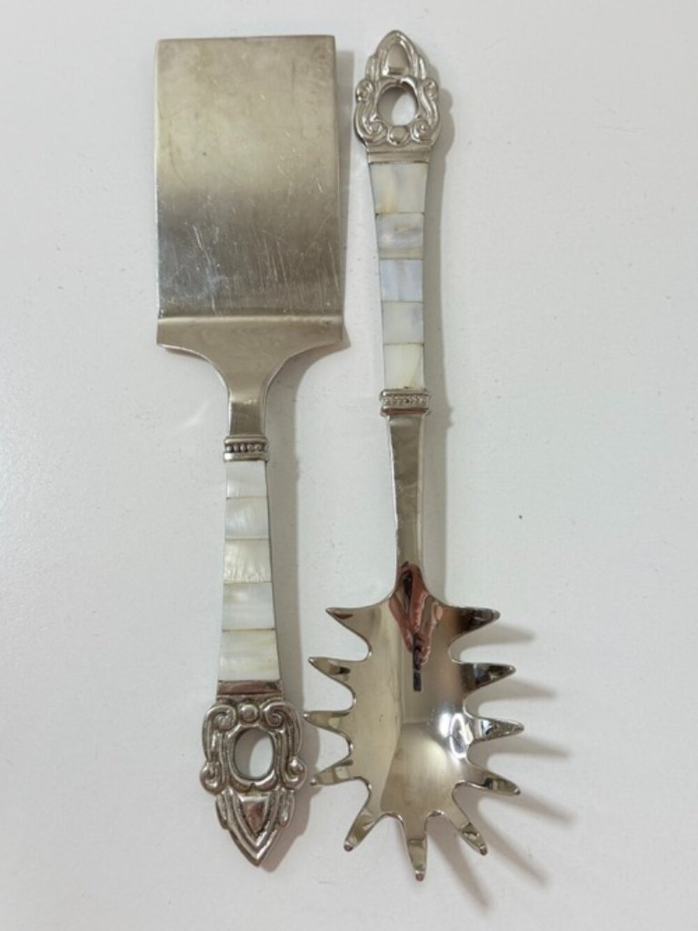 VTG Mother of Pearl MOP Handle Pasta Server & Lasagna Spatula Serving Set 2-Pc